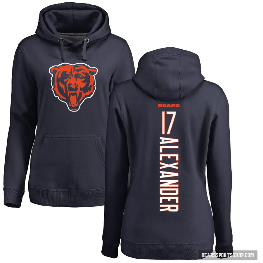 Women's ＃17 Jon Alexander Chicago Bears Navy Pro Line Backer Pullover Hoodie