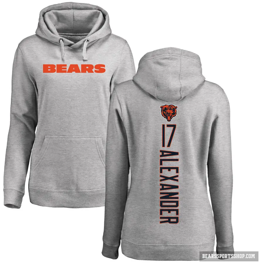 Women's ＃17 Jon Alexander Chicago Bears Pro Line Ash Backer Pullover Hoodie