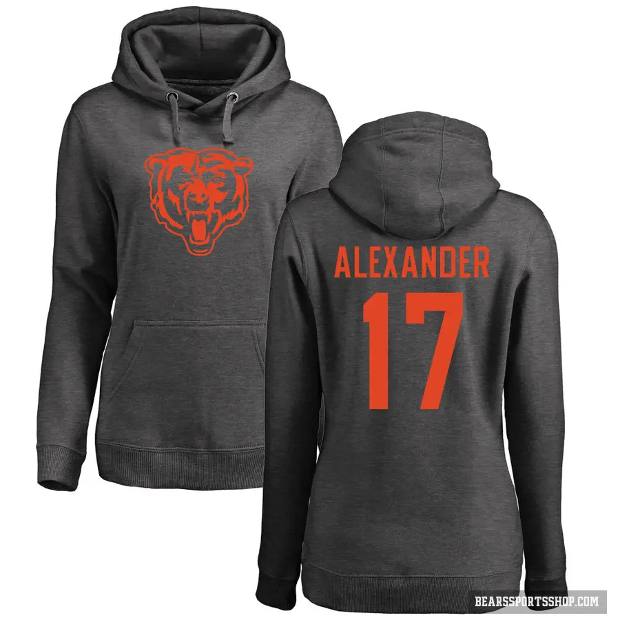 Women's ＃17 Jon Alexander Chicago Bears Pro Line by Branded Ash One Color Pullover Hoodie