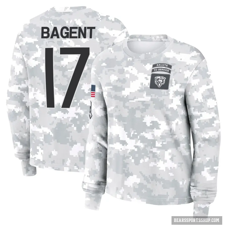 Women's ＃17 Tyson Bagent Chicago Bears Camo Arctic 2024 Salute to Service Long Sleeve T-Shirt