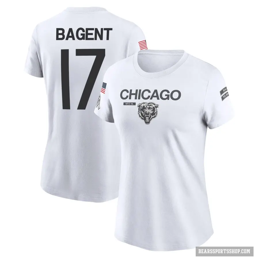 Women's ＃17 Tyson Bagent Chicago Bears White 2024 Salute to Service Performance T-Shirt