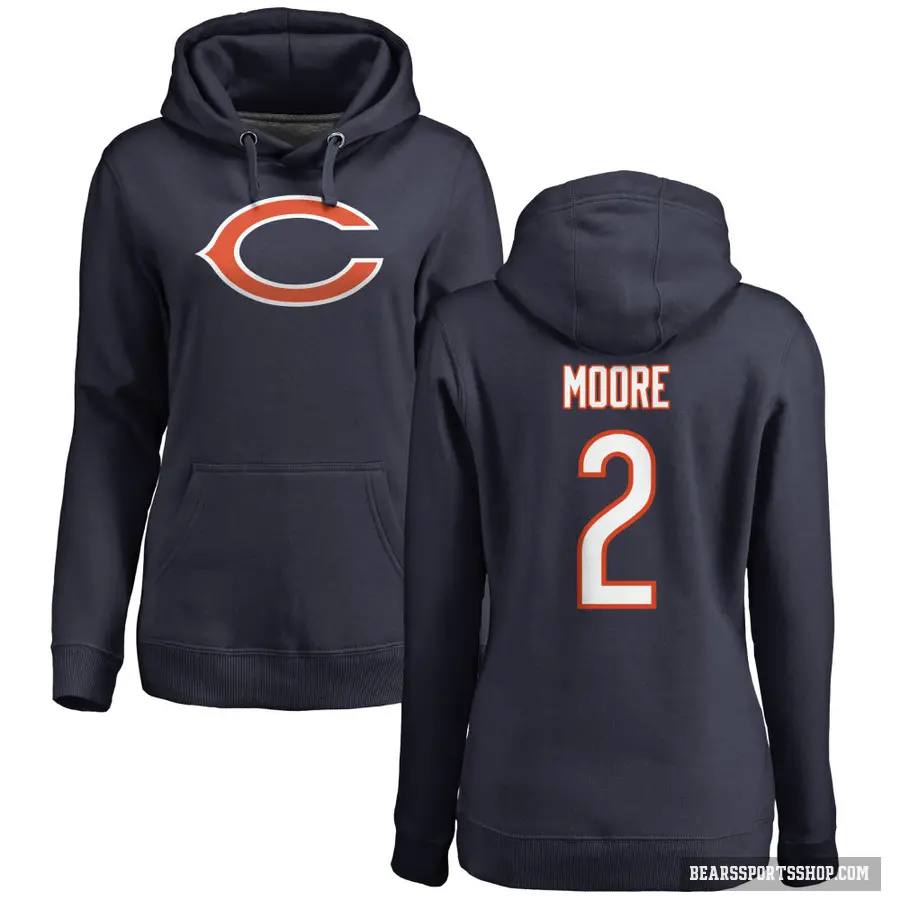 Women's ＃2 DJ Moore Chicago Bears Navy Pro Line Logo Pullover Hoodie