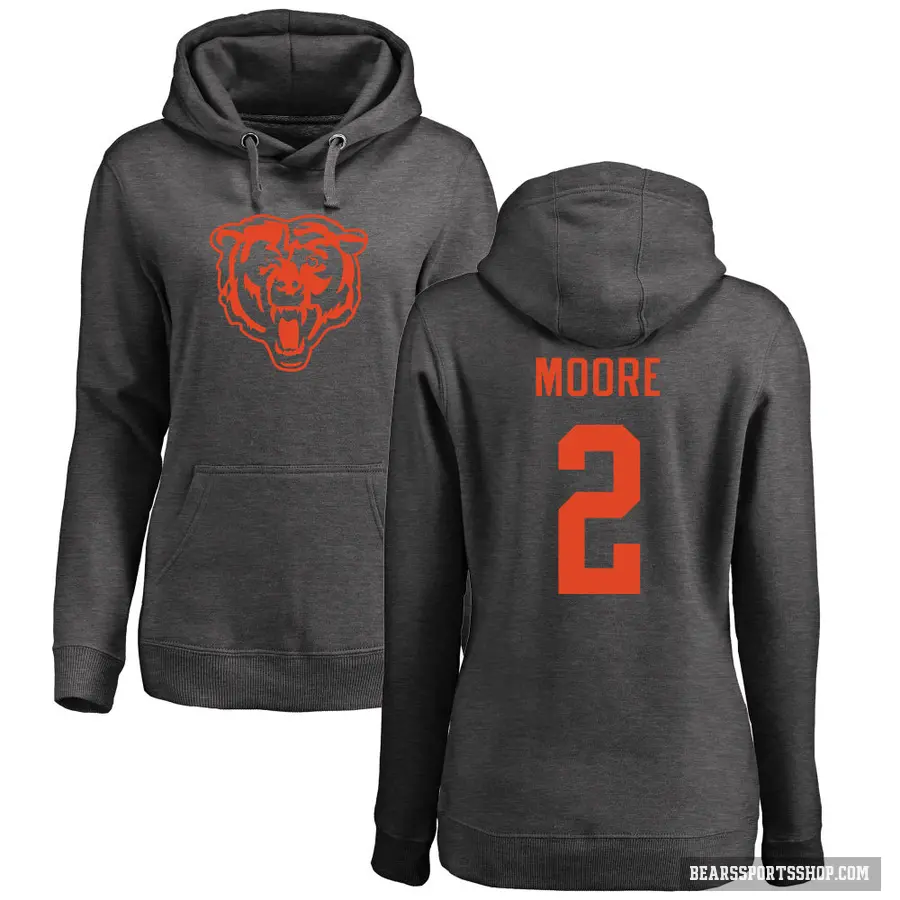 Women's ＃2 DJ Moore Chicago Bears Pro Line by Branded Ash One Color Pullover Hoodie