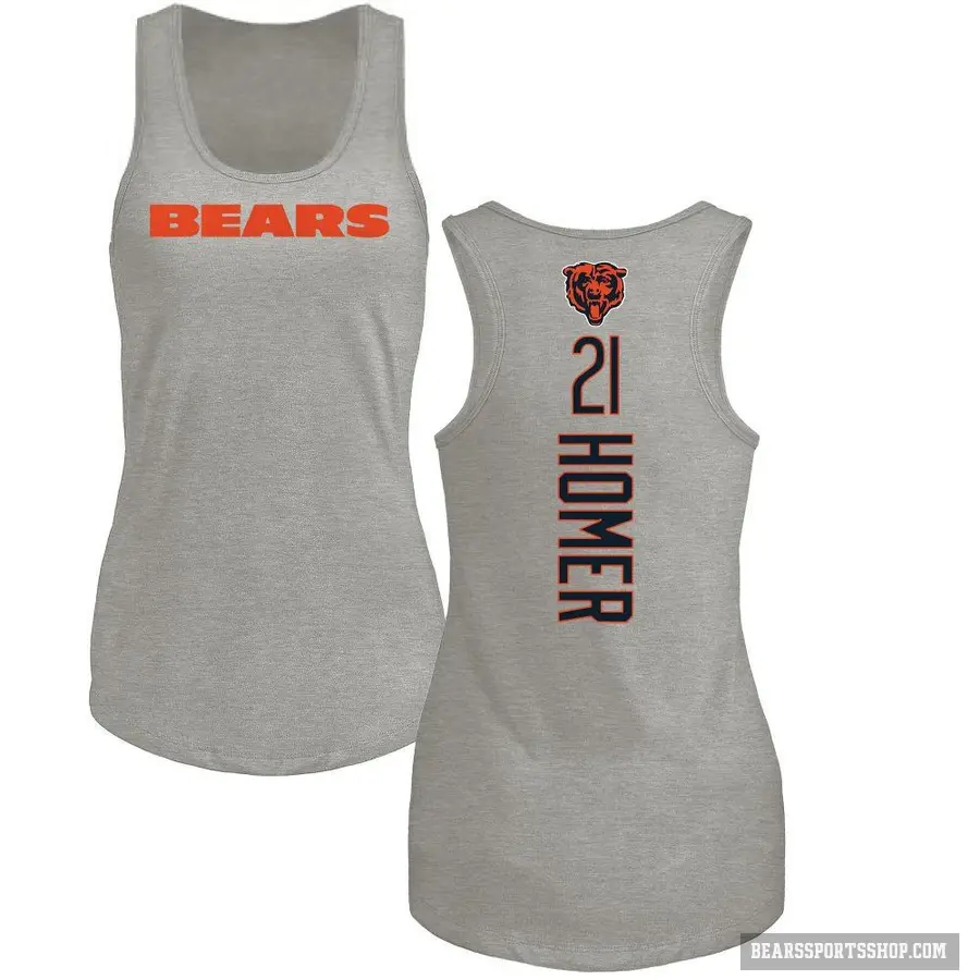 Women's ＃21 Travis Homer Chicago Bears Ash Backer Tank Top