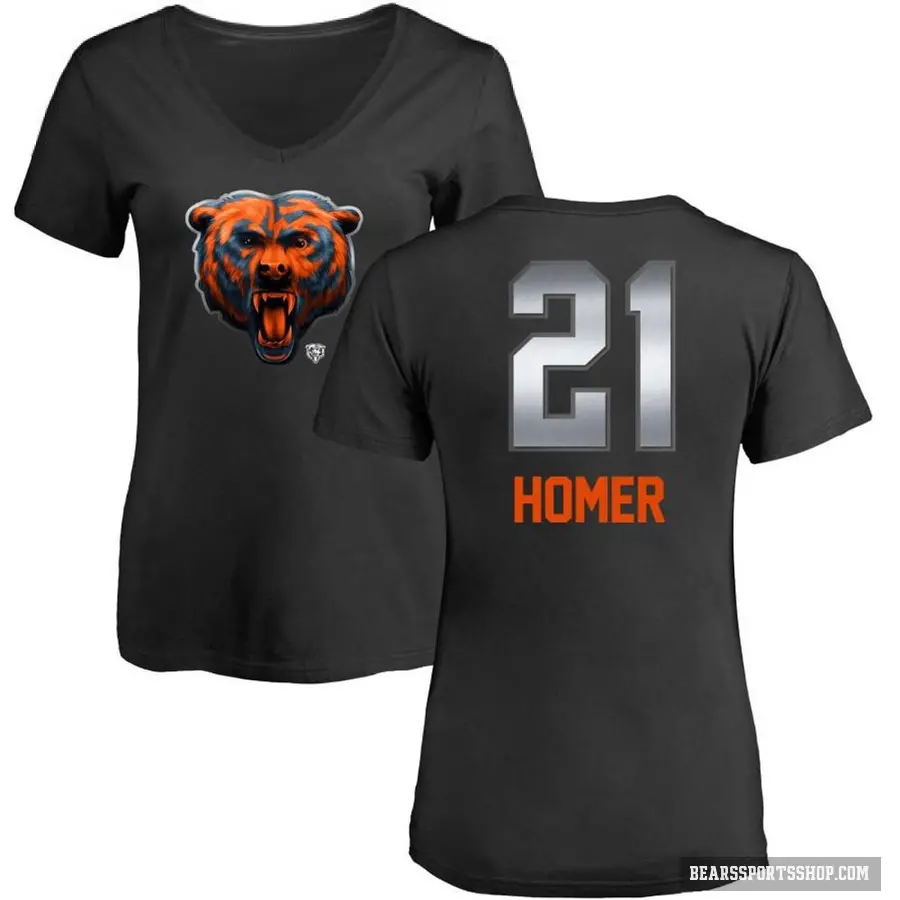 Women's ＃21 Travis Homer Chicago Bears Black Midnight Mascot T-Shirt