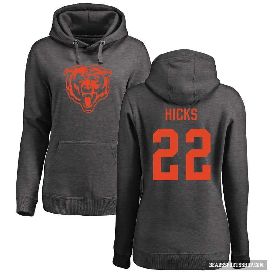 Women's ＃22 Elijah Hicks Chicago Bears Pro Line by Branded Ash One Color Pullover Hoodie