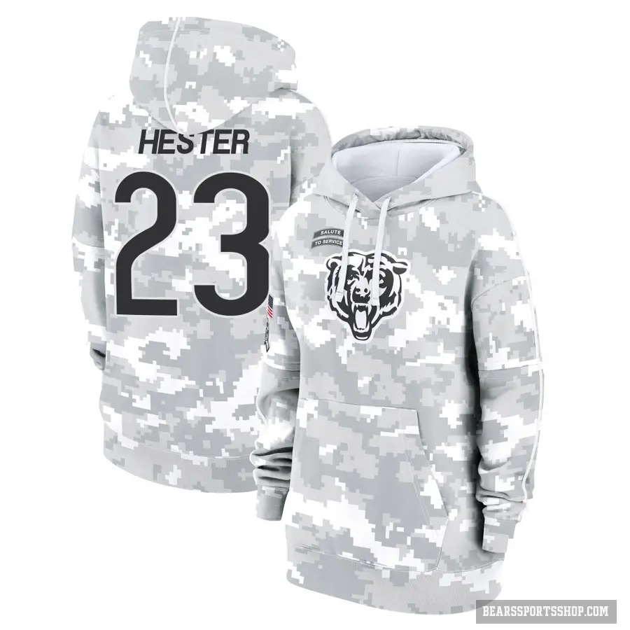 Women's ＃23 Devin Hester Chicago Bears Arctic Camo 2024 Salute to Service Club Fleece Pullover Hoodie