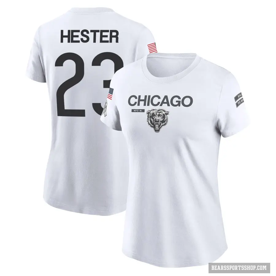 Women's ＃23 Devin Hester Chicago Bears White 2024 Salute to Service Performance T-Shirt