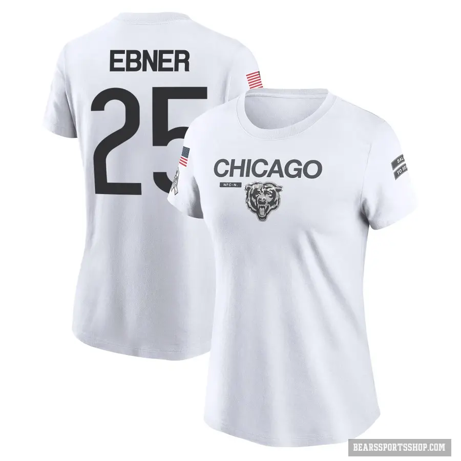 Women's ＃25 Trestan Ebner Chicago Bears White 2024 Salute to Service Performance T-Shirt