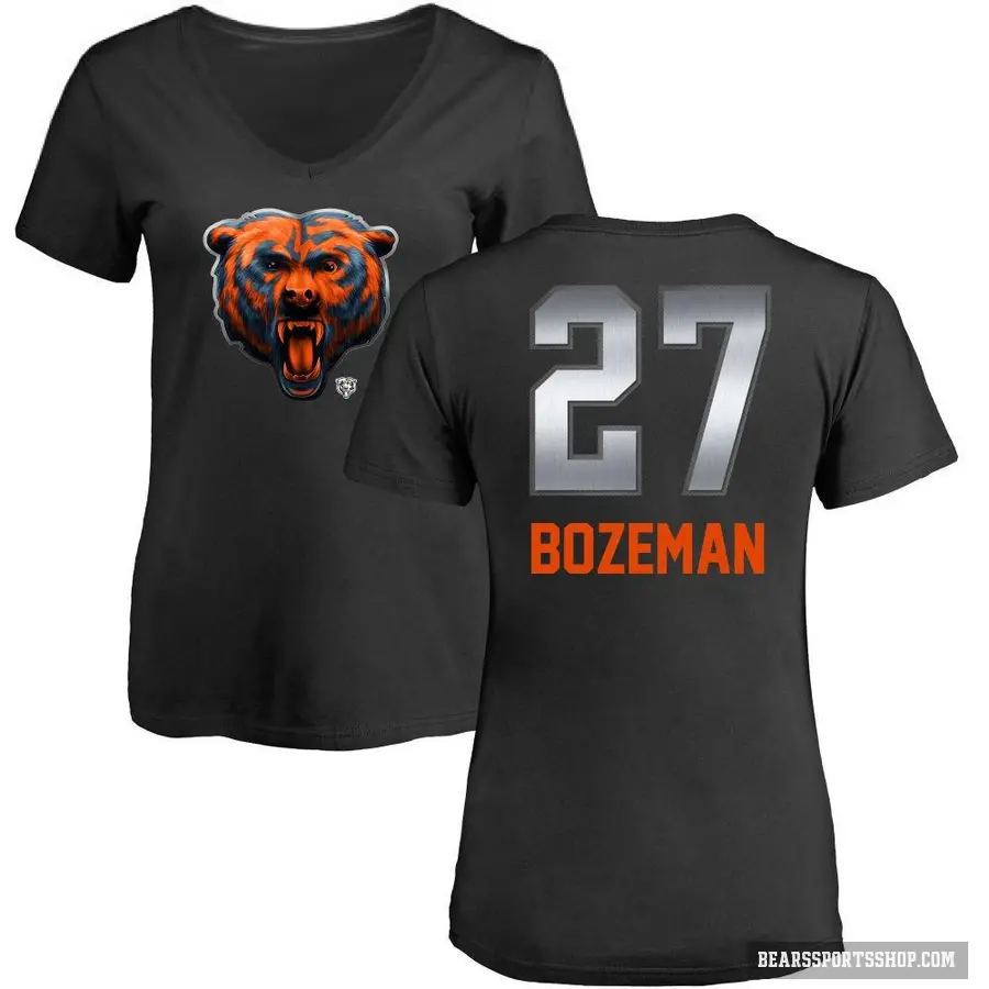 Women's ＃27 Swayze Bozeman Chicago Bears Black Midnight Mascot T-Shirt