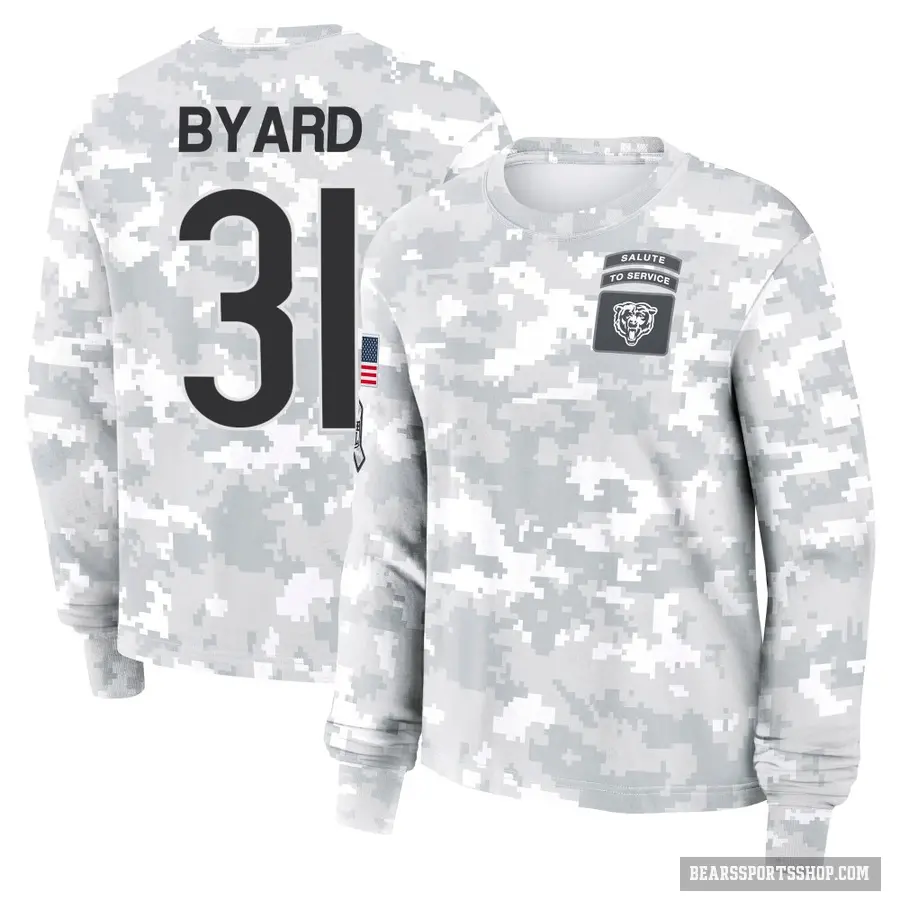 Women's ＃31 Kevin Byard III Chicago Bears Camo Arctic 2024 Salute to Service Long Sleeve T-Shirt