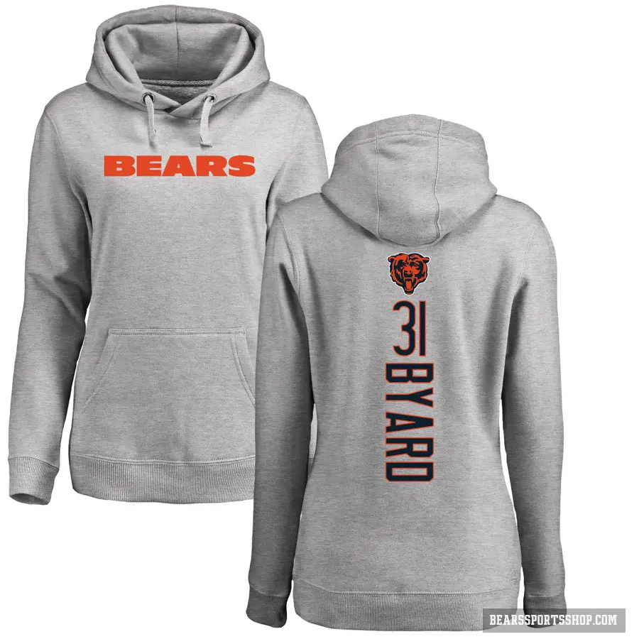 Women's ＃31 Kevin Byard III Chicago Bears Pro Line Ash Backer Pullover Hoodie