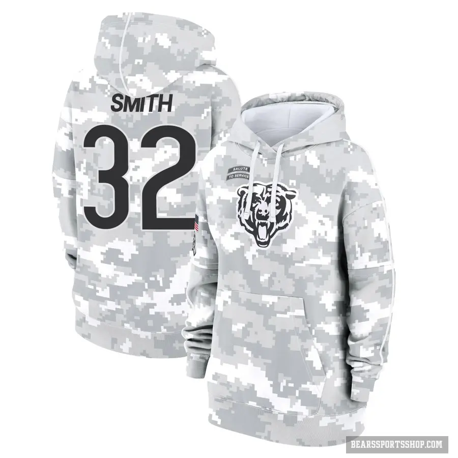 Women's ＃32 Terell Smith Chicago Bears Arctic Camo 2024 Salute to Service Club Fleece Pullover Hoodie