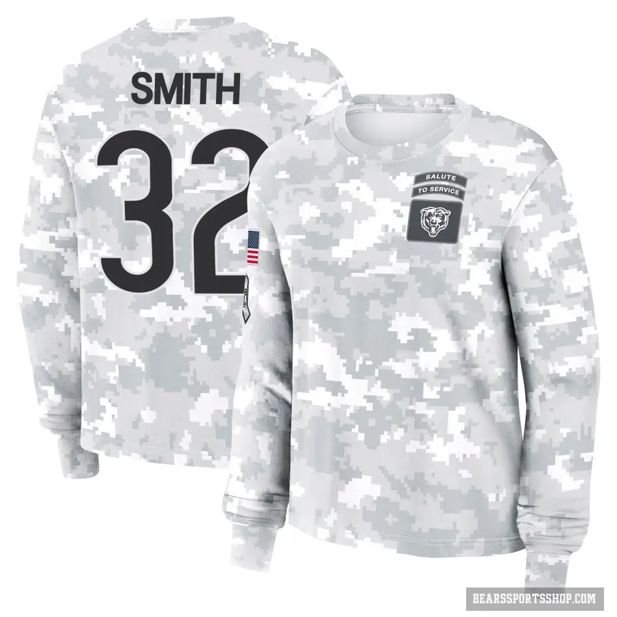 Women's ＃32 Terell Smith Chicago Bears Camo Arctic 2024 Salute to Service Long Sleeve T-Shirt