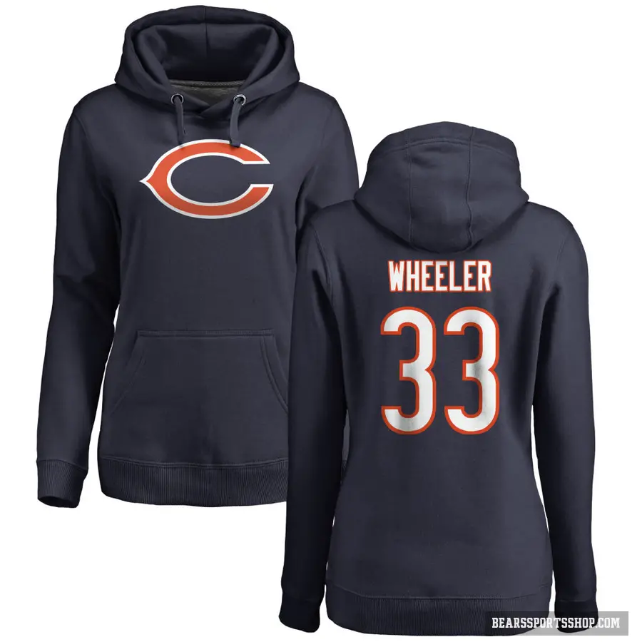 Women's ＃33 Ian Wheeler Chicago Bears Navy Pro Line Logo Pullover Hoodie