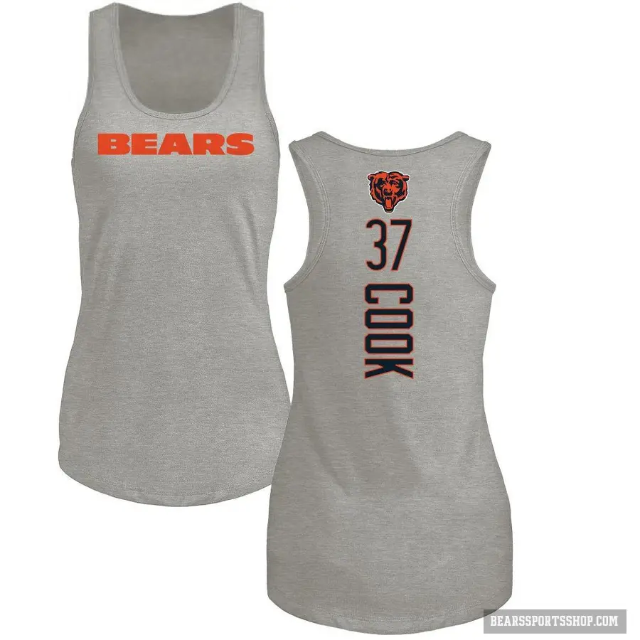 Women's ＃37 Alex Cook Chicago Bears Ash Backer Tank Top