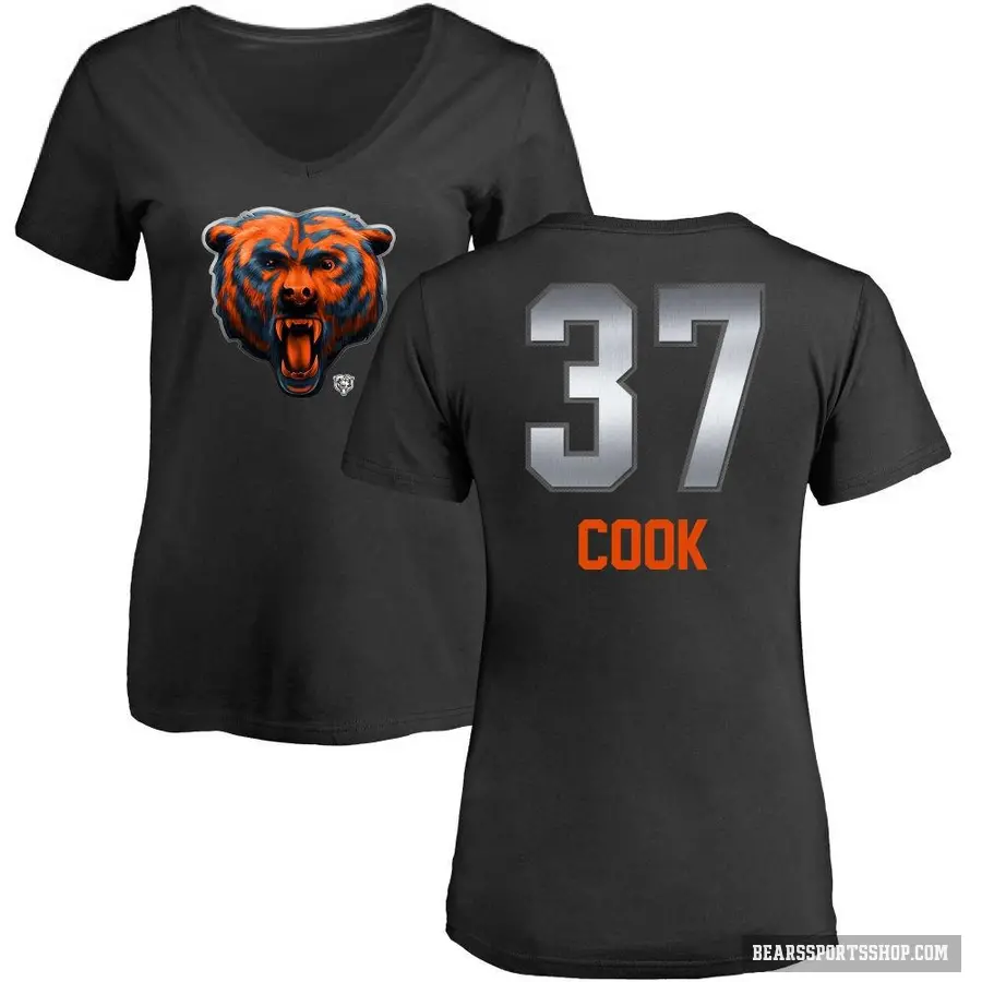 Women's ＃37 Alex Cook Chicago Bears Black Midnight Mascot T-Shirt