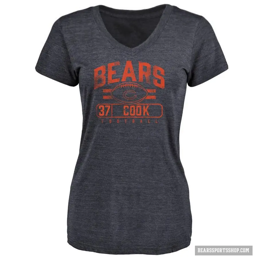 Women's ＃37 Alex Cook Chicago Bears Navy Flanker T-Shirt