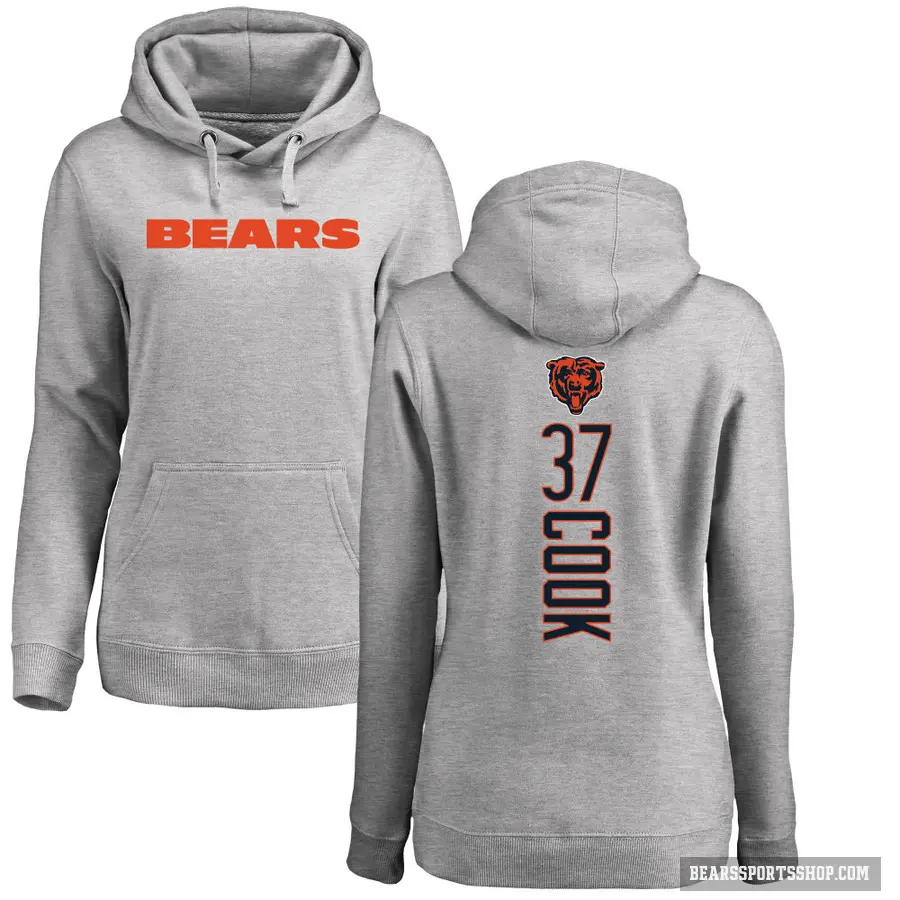Women's ＃37 Alex Cook Chicago Bears Pro Line Ash Backer Pullover Hoodie