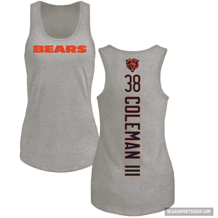 Women's ＃38 Douglas Coleman III Chicago Bears Ash Backer Tank Top