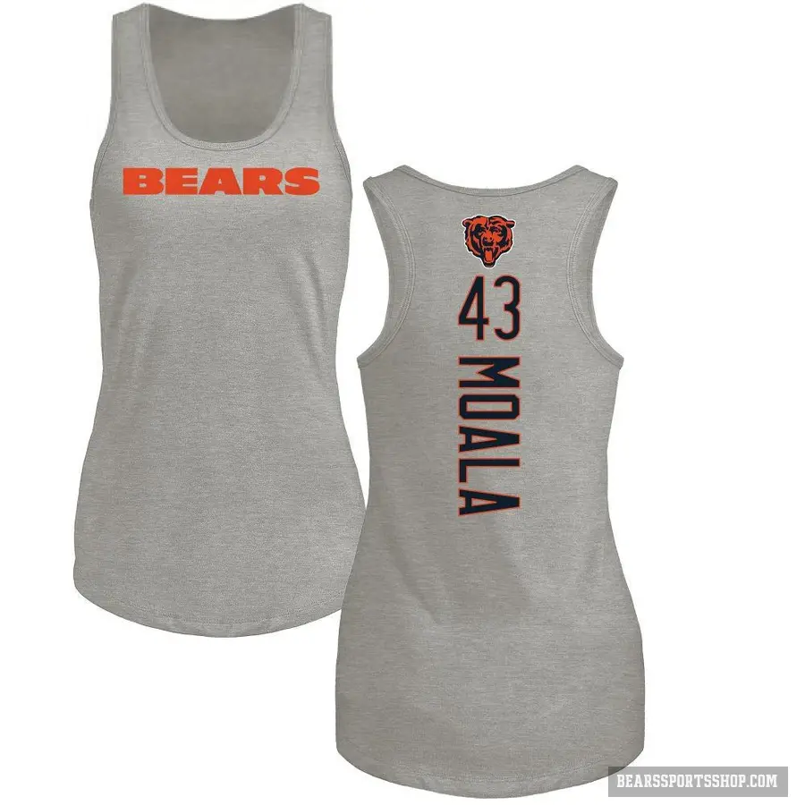 Women's ＃43 Paul Moala Chicago Bears Ash Backer Tank Top