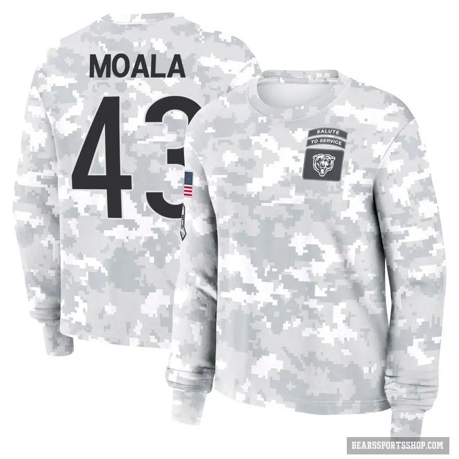Women's ＃43 Paul Moala Chicago Bears Camo Arctic 2024 Salute to Service Long Sleeve T-Shirt