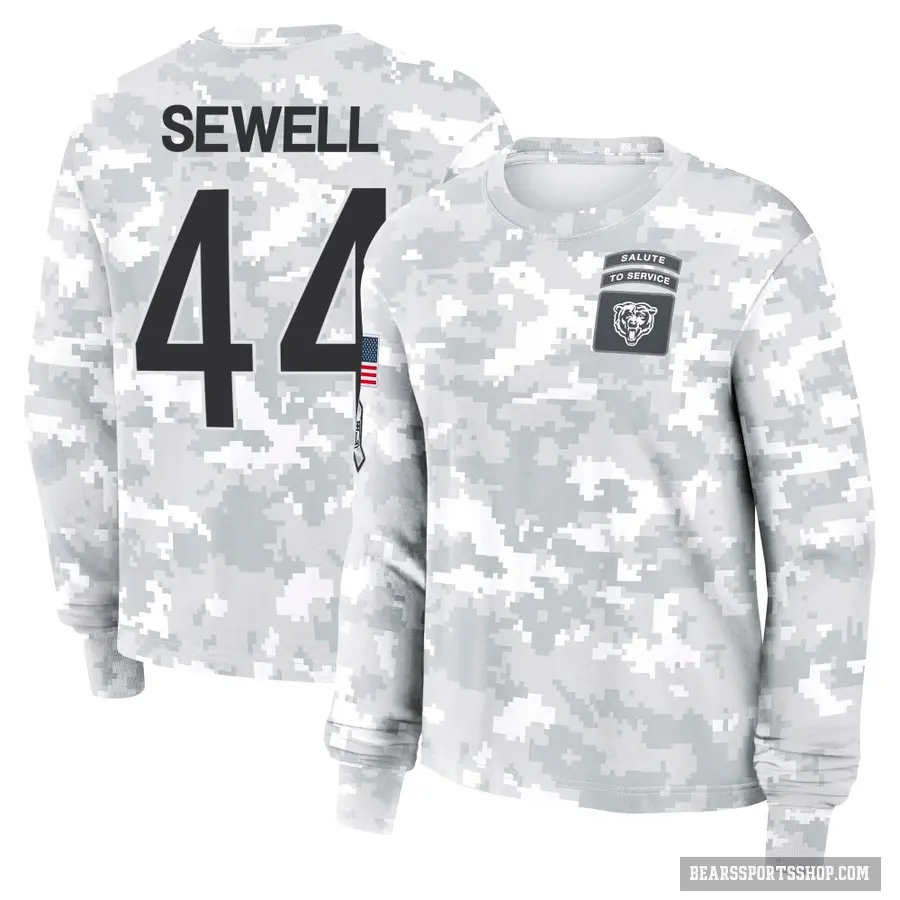 Women's ＃44 Noah Sewell Chicago Bears Camo Arctic 2024 Salute to Service Long Sleeve T-Shirt