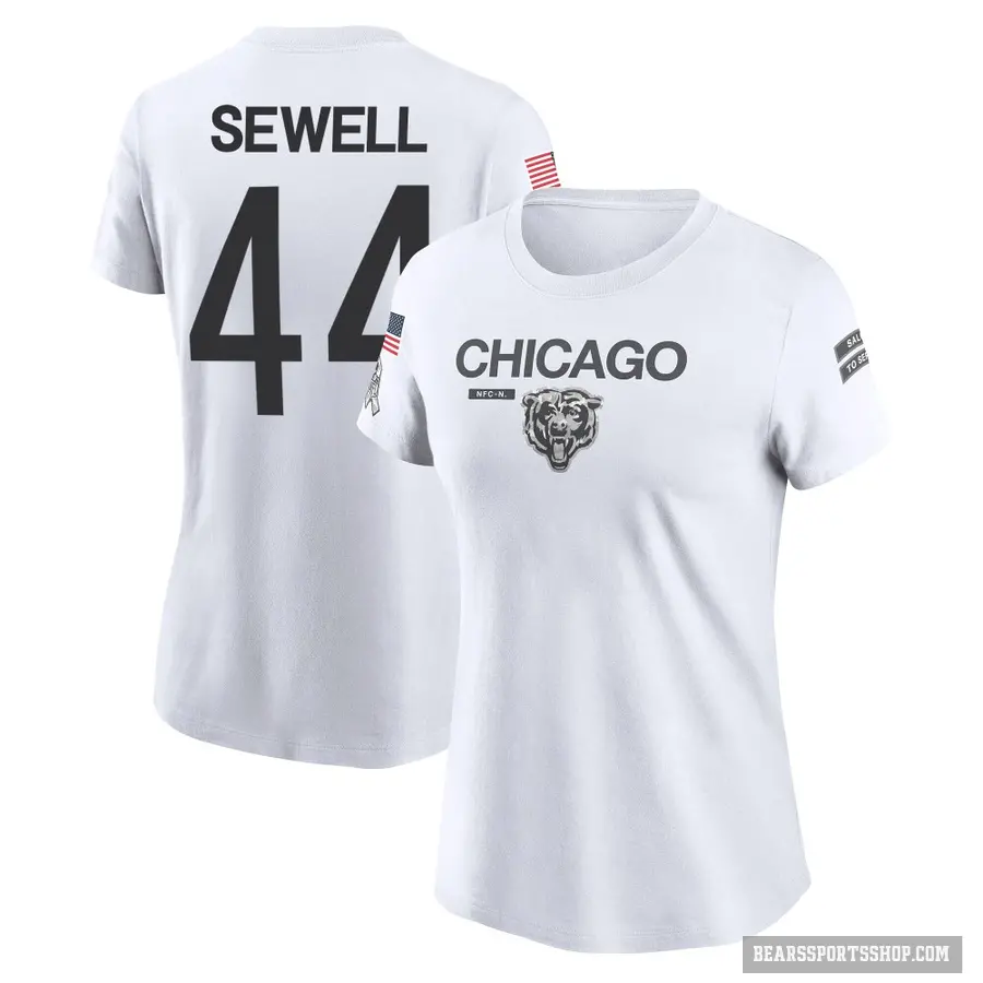 Women's ＃44 Noah Sewell Chicago Bears White 2024 Salute to Service Performance T-Shirt