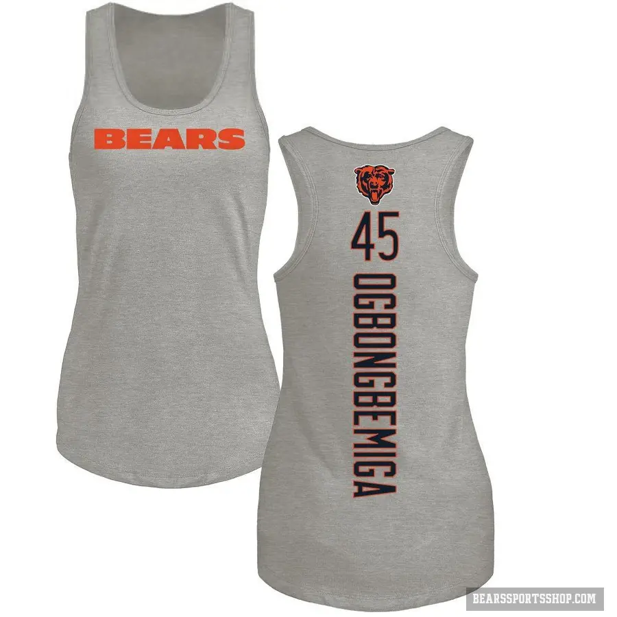Women's ＃45 Amen Ogbongbemiga Chicago Bears Ash Backer Tank Top