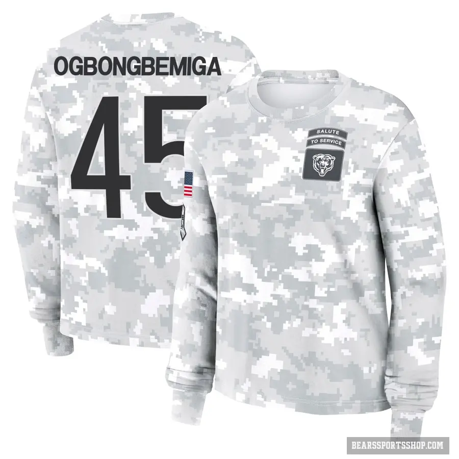 Women's ＃45 Amen Ogbongbemiga Chicago Bears Camo Arctic 2024 Salute to Service Long Sleeve T-Shirt