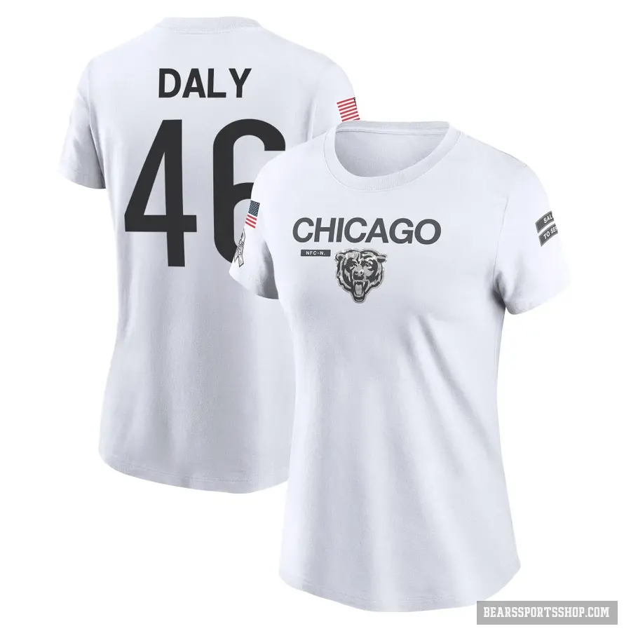 Women's ＃46 Scott Daly Chicago Bears White 2024 Salute to Service Performance T-Shirt