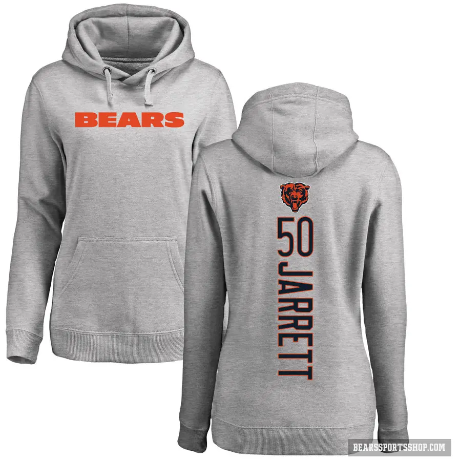 Women's ＃50 Grady Jarrett Chicago Bears Pro Line Ash Backer Pullover Hoodie