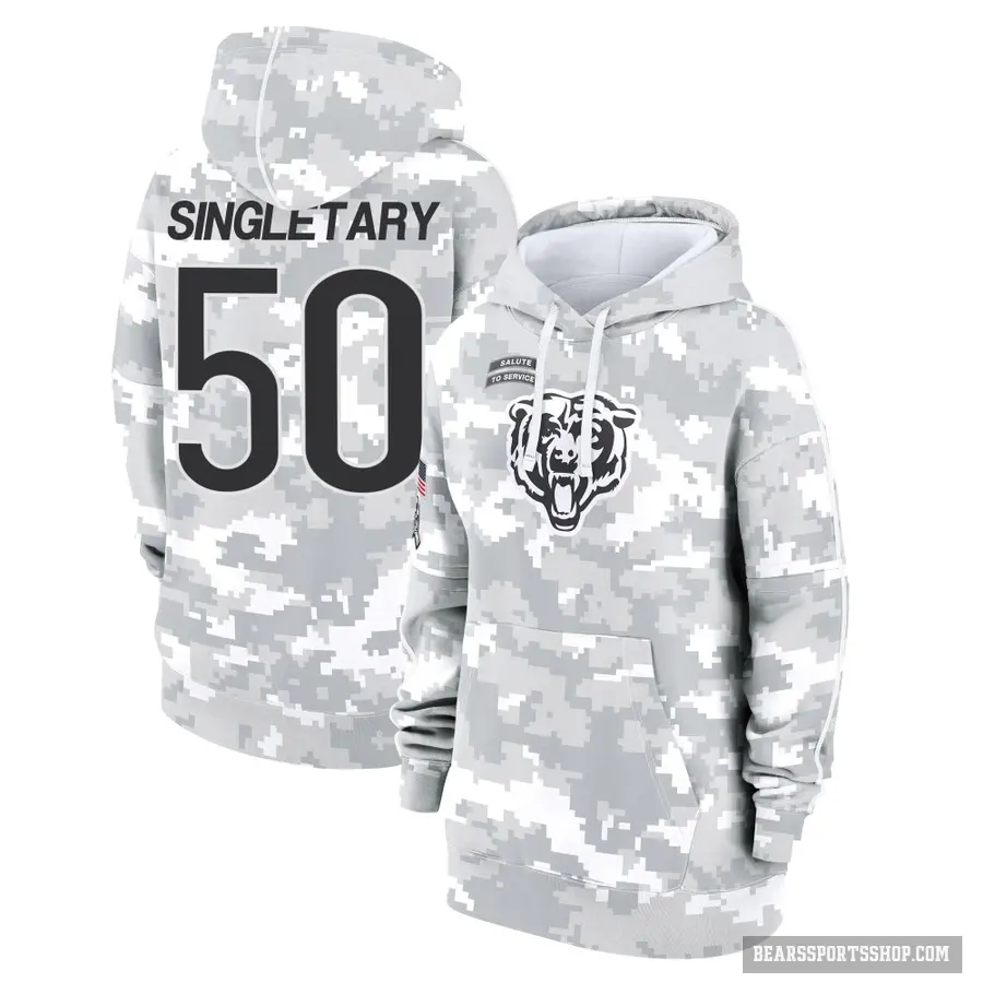 Women's ＃50 Mike Singletary Chicago Bears Arctic Camo 2024 Salute to Service Club Fleece Pullover Hoodie