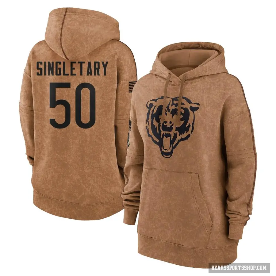 Women's ＃50 Mike Singletary Chicago Bears Brown 2023 Salute To Service Pullover Hoodie