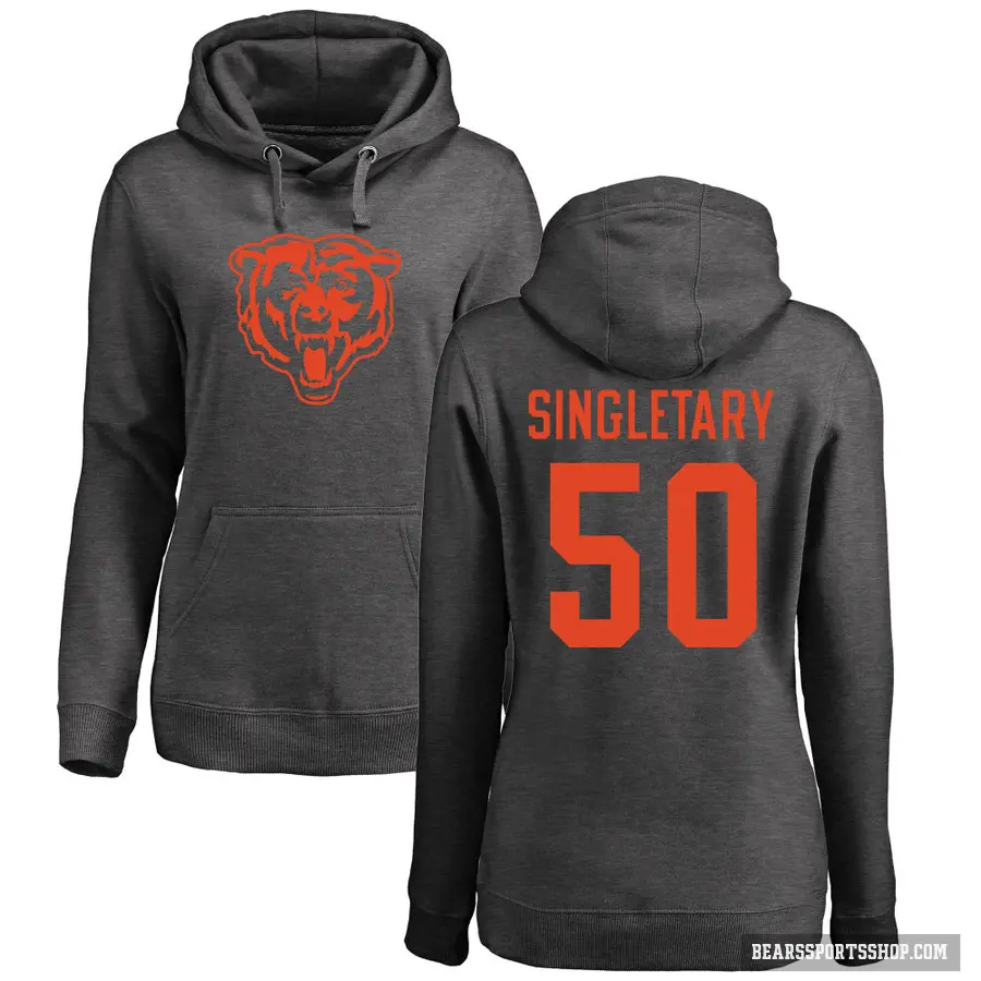 Women's ＃50 Mike Singletary Chicago Bears Pro Line by Branded Ash One Color Pullover Hoodie
