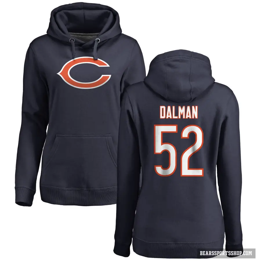 Women's ＃52 Drew Dalman Chicago Bears Navy Pro Line Logo Pullover Hoodie