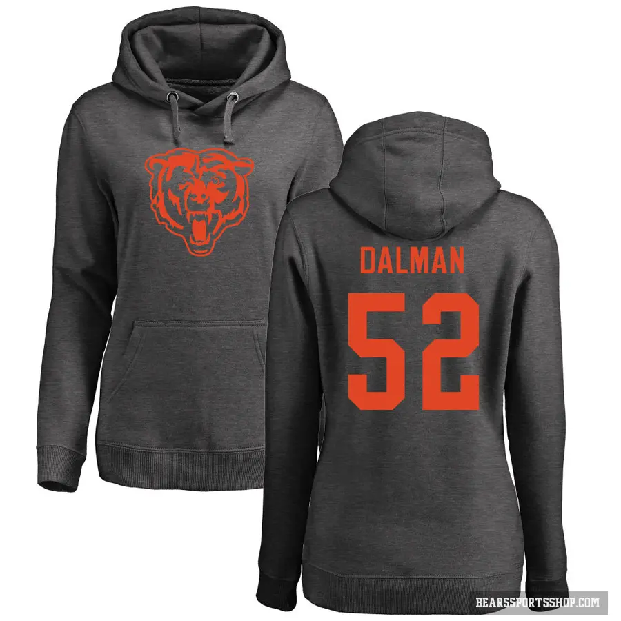 Women's ＃52 Drew Dalman Chicago Bears Pro Line by Branded Ash One Color Pullover Hoodie