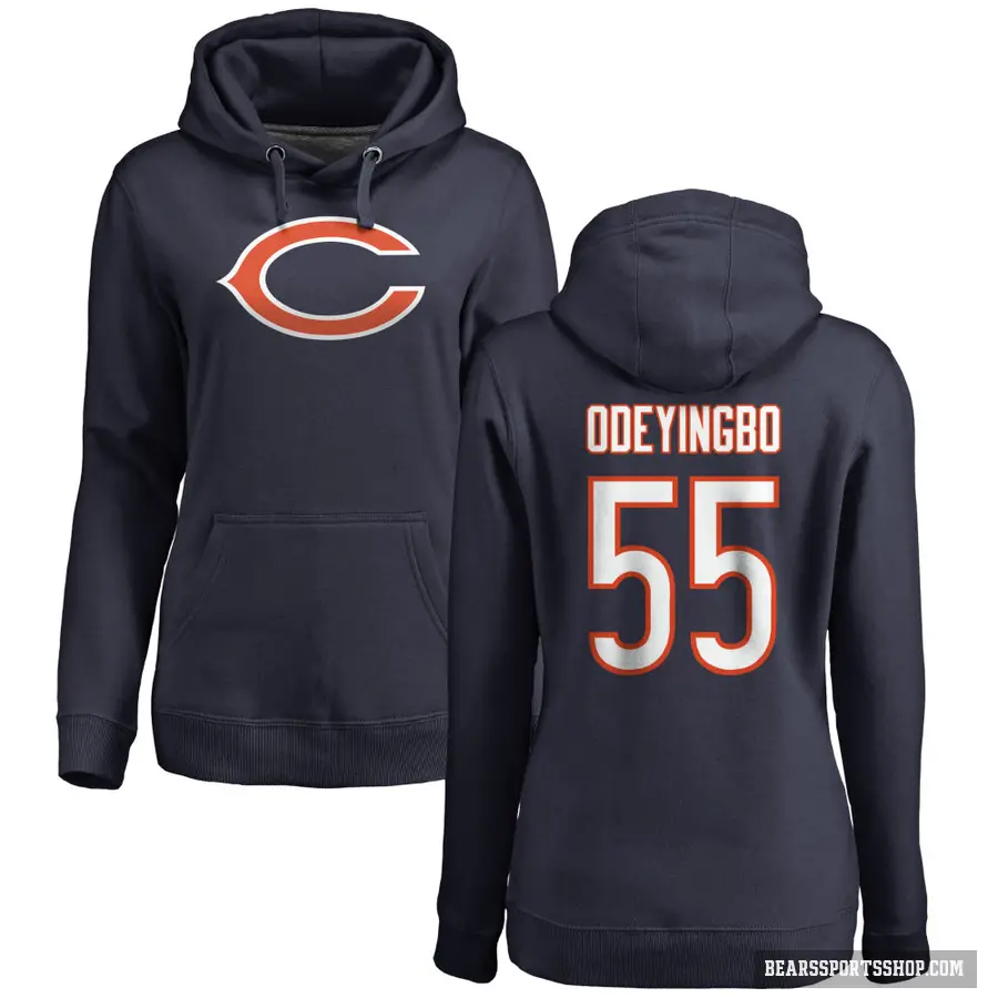Women's ＃55 Dayo Odeyingbo Chicago Bears Navy Pro Line Logo Pullover Hoodie