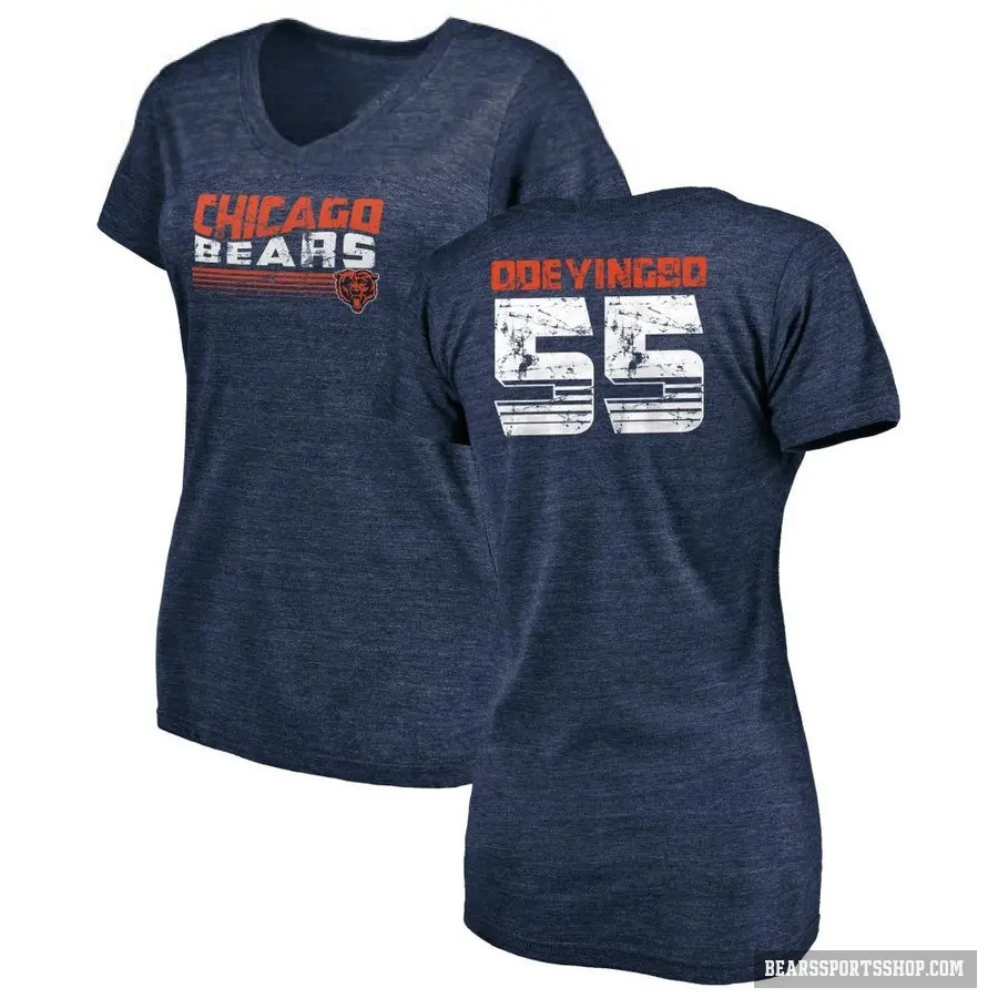 Women's ＃55 Dayo Odeyingbo Chicago Bears Navy Retro V-Neck T-Shirt