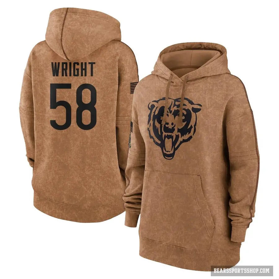 Women's ＃58 Darnell Wright Chicago Bears Brown 2023 Salute To Service Pullover Hoodie