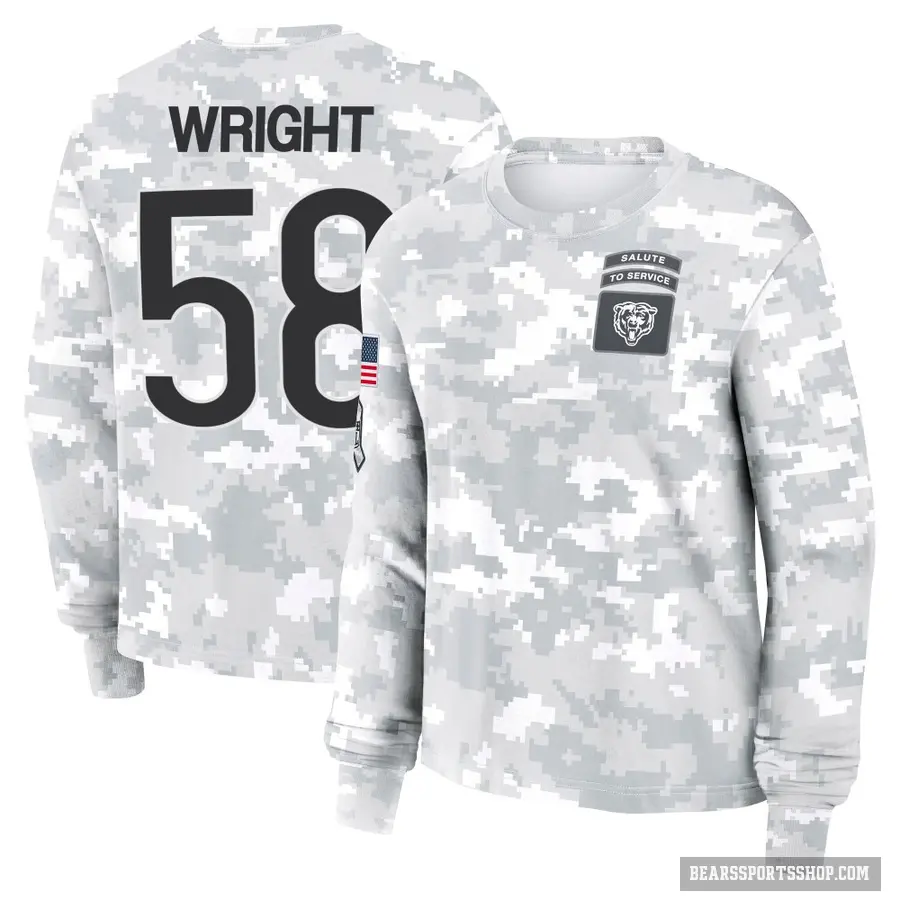 Women's ＃58 Darnell Wright Chicago Bears Camo Arctic 2024 Salute to Service Long Sleeve T-Shirt