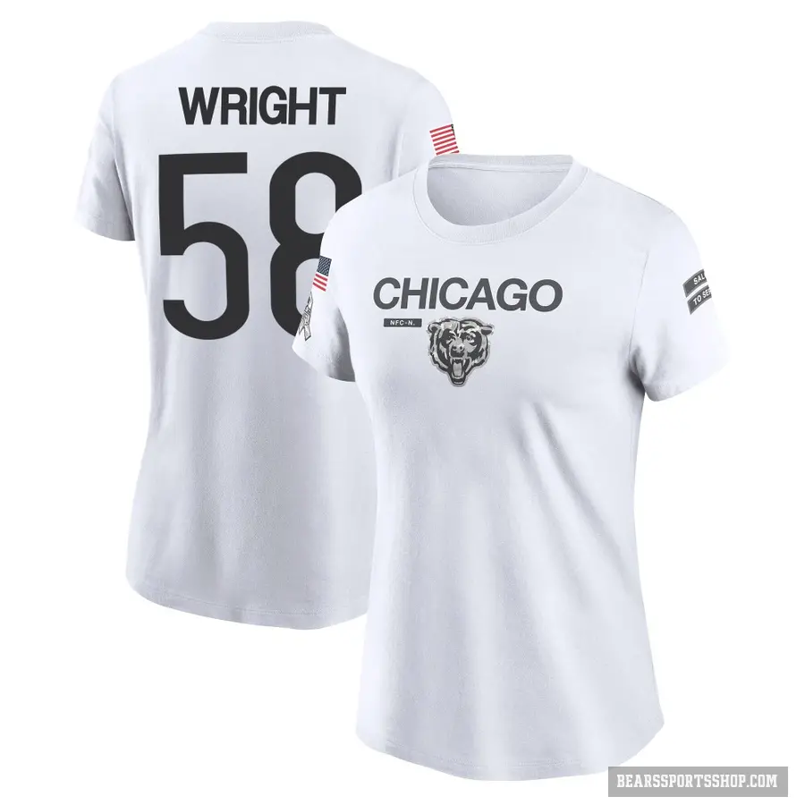Women's ＃58 Darnell Wright Chicago Bears White 2024 Salute to Service Performance T-Shirt