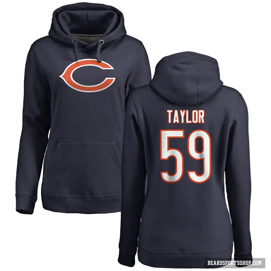 Women's ＃59 Carson Taylor Chicago Bears Navy Pro Line Logo Pullover Hoodie