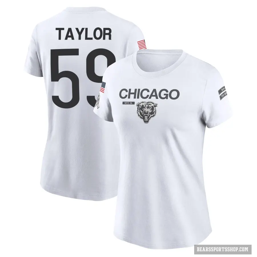 Women's ＃59 Carson Taylor Chicago Bears White 2024 Salute to Service Performance T-Shirt