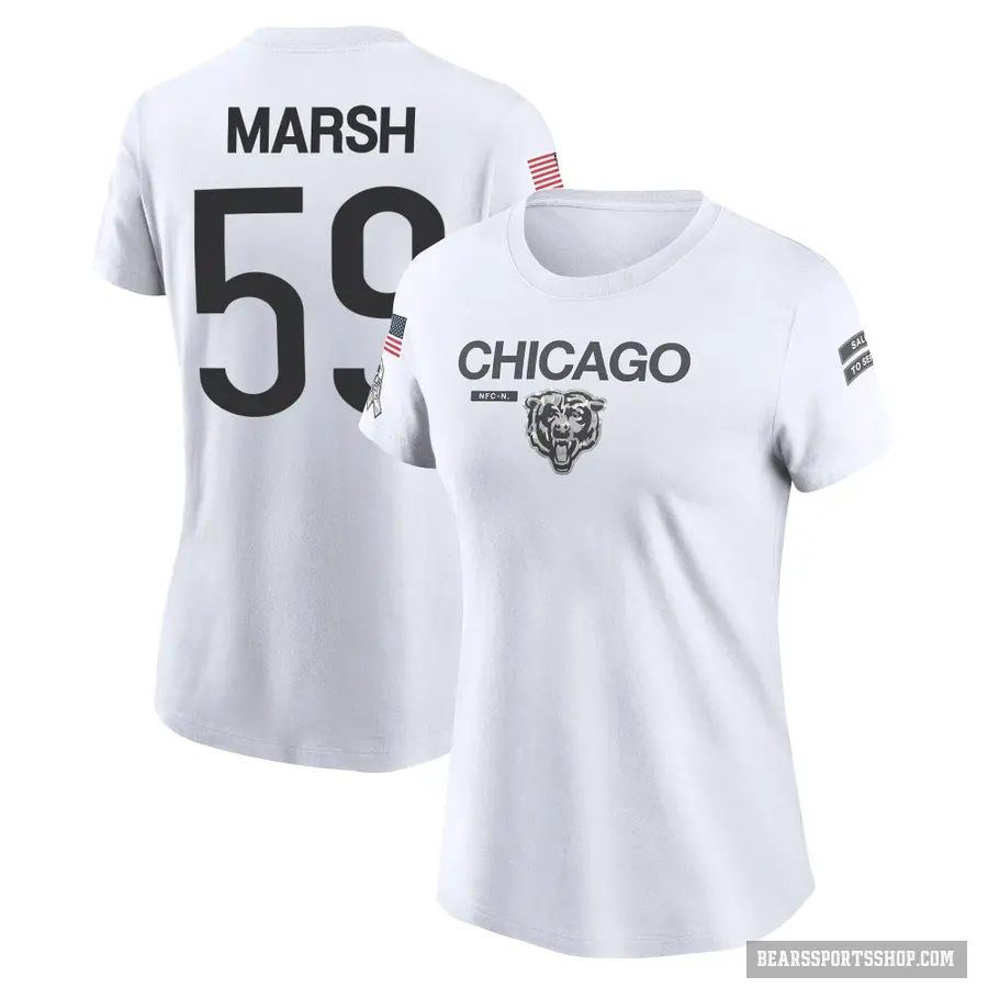 Women's ＃59 Cassius Marsh Chicago Bears White 2024 Salute to Service Performance T-Shirt