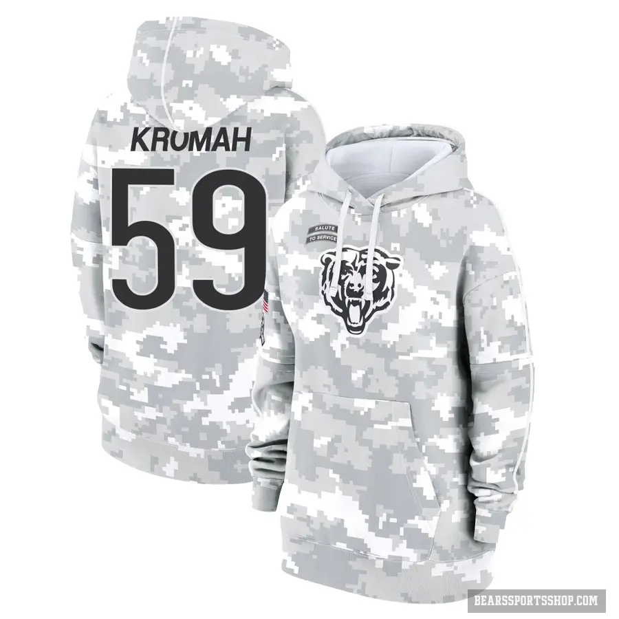 Women's ＃59 Jamree Kromah Chicago Bears Arctic Camo 2024 Salute to Service Club Fleece Pullover Hoodie