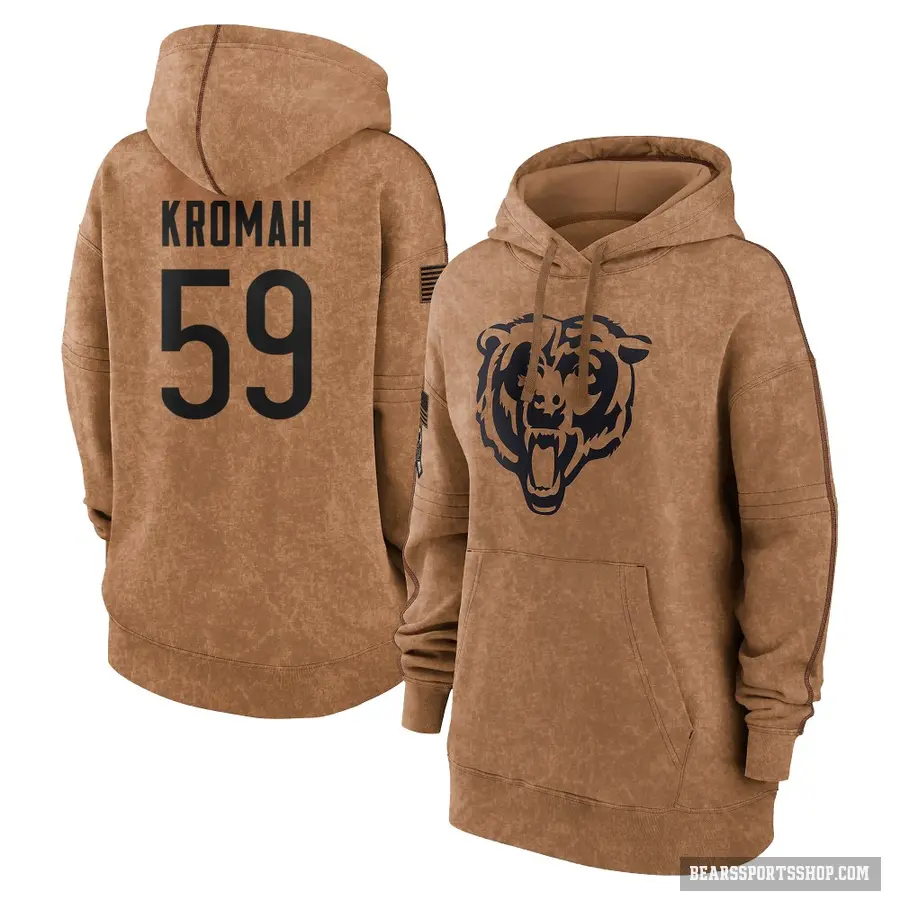 Women's ＃59 Jamree Kromah Chicago Bears Brown 2023 Salute To Service Pullover Hoodie