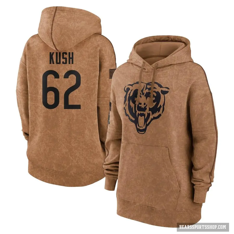 Women's ＃62 Eric Kush Chicago Bears Brown 2023 Salute To Service Pullover Hoodie