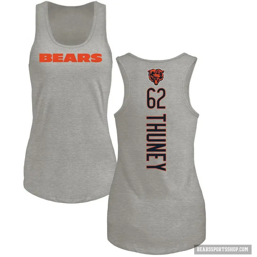 Women's ＃62 Joe Thuney Chicago Bears Ash Backer Tank Top