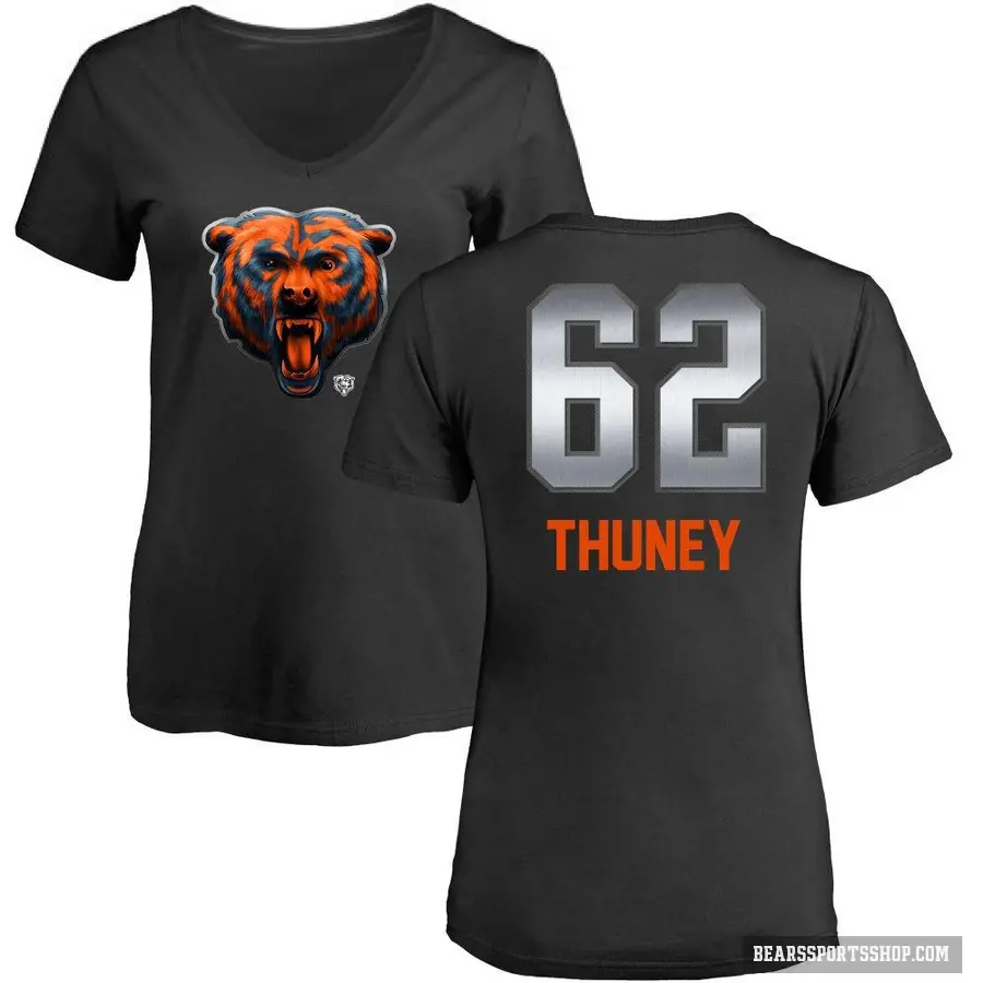 Women's ＃62 Joe Thuney Chicago Bears Black Midnight Mascot T-Shirt